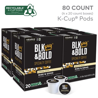 BLK & Bold Rise & GRND Coffee Keurig® K-Cup® Pods, Medium Roast, 80/Carton (OKB90055CT)