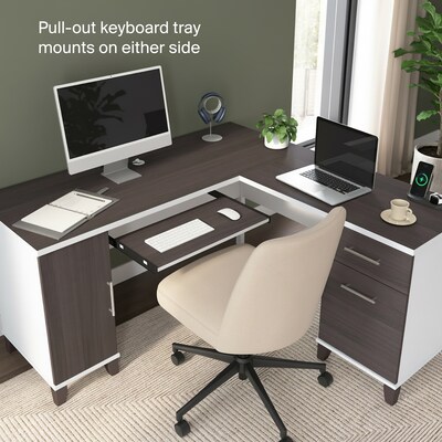 Bush Home Somerset 60" W L Shaped Office Desk with Storage, Storm Gray (WC81030K)