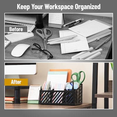 Mind Reader 5-Compartment Metal Desk Organizer, Black (MOSORG-BLK)