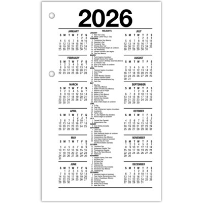 2026 AT-A-GLANCE 6" x 3.5" Daily Calendar Refill Pages, White/Black (E717R-50-26)