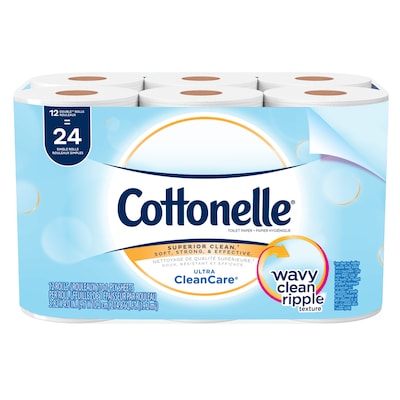 Cottonelle CleanCare 1-Ply Standard Toilet Paper, White, 150 Sheets/Roll, 48 Rolls/Pack (12456)