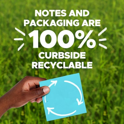 Post-it Recycled Super Sticky Notes, 3" x 3", Wanderlust Pastels Collection, 70 Sheets/Pad, 24 Pads/Pack (654R-24SSNRPCP)