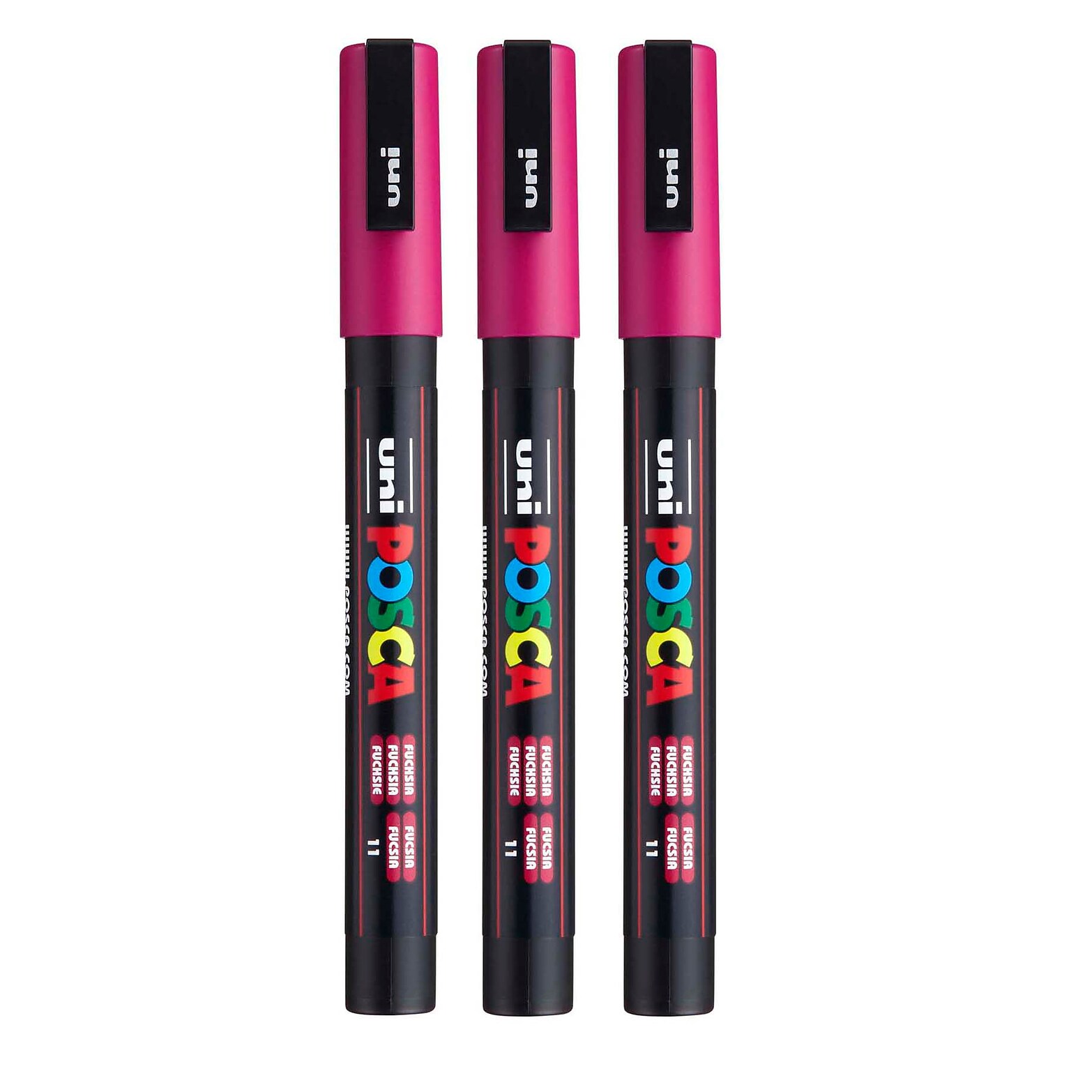 POSCA PC-3M Water Based Paint Marker, Fine Bullet Tip, Fuchsia, 3/PK (UBCPC3MFUCHSIA-3)