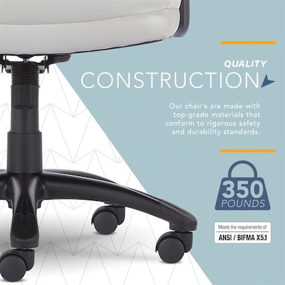 Click365 Classic Ergonomic Bonded Leather Executive Big & Tall Chair, 350 lb. Capacity, Light Gray (CCHR10023C)