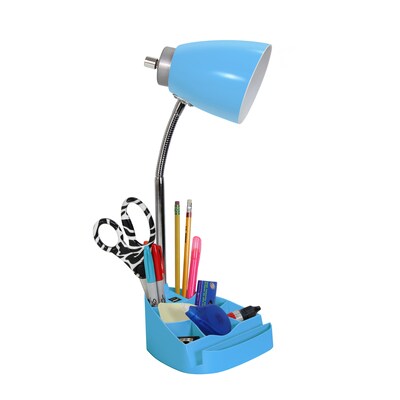 Creekwood Home Sleek Essentials 18.5" Flexible Coordinating Desk Lamp with USB Port and Storage, Blue (CWD-1004-BL)