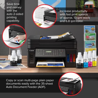 Canon MegaTank PIXMA G7020 Wireless Color Inkjet Printer, All-In-One Supertank, Print, Scan, Copy, Fax (3114C002)