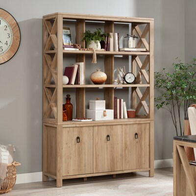 Sauder Select 70H Wall Storage Bookcase, Khaki Pine (435616)