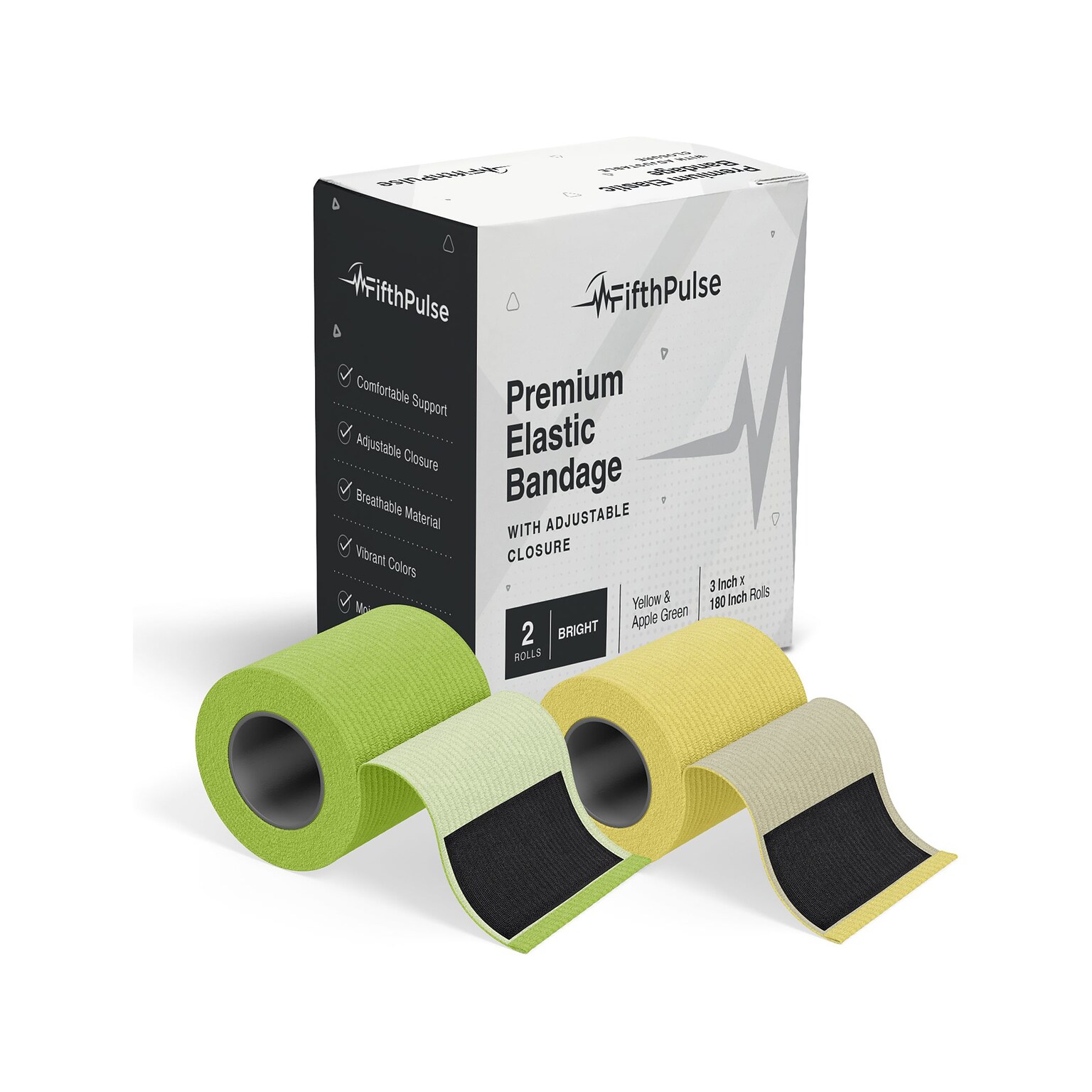 FifthPulse 3 x 180 Polyester Elastic Bandages, 2/Pack (FP-EBAND-BR-2PK)