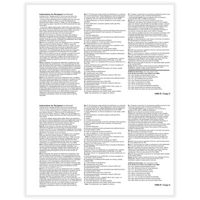 ComplyRight 2024 1099-R Tax Form, 1-Part, 2-Up, Recipient Copy C, 50/Pack (514250)