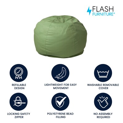 Flash Furniture Cotton Twill Bean Bag Chair, Green (DGBEANSMSLDGN)