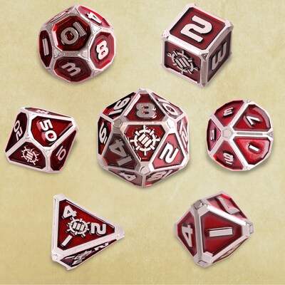 ENHANCE DnD Solid Metal Dice Set, Red (ENTTDM7520RDWS)