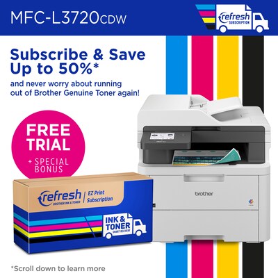 Brother MFC-L3720CDW Digital Refurbished Wireless Color All-In-One Laser Printer, Best for Home Office