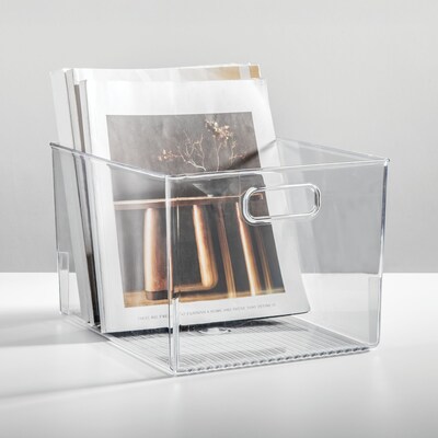 Plastic Storage Bins with Handles for Household Storage and Organization - Ideal for Kitchen, Bathroom, or Home Office
