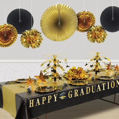 Beistle Decorative Fans, Black & Gold, 2/Pack (53319)