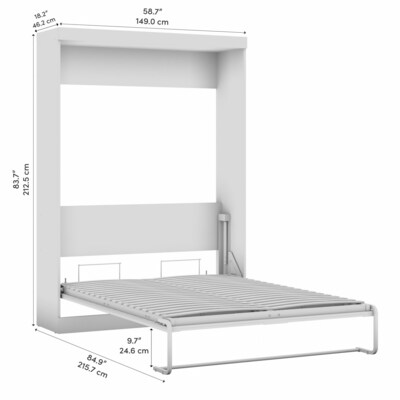 Bestar Pur 59W Full Size Murphy Bed for Multipurpose Room, White (26183-17)