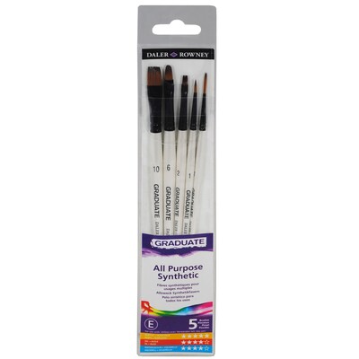 Daler-Rowney Graduate Synthetic Classic Brush Set, 5/Set, 2 Sets/Bundle (DRWD212550001-2)
