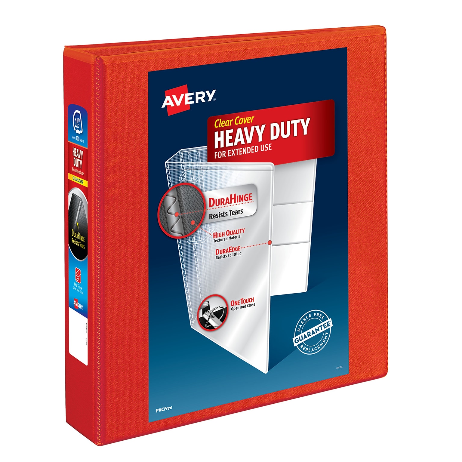 Avery Heavy Duty 1 1/2 3-Ring View Binders, One Touch EZD Ring, Red (79171)