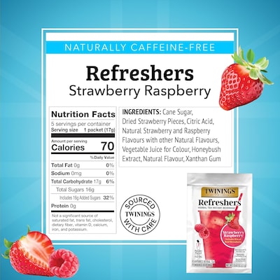 Twinings Strawberry Raspberry Refresher Powder Drink Mix, 5 Packets/Box, 6/Boxes (TNA56046)