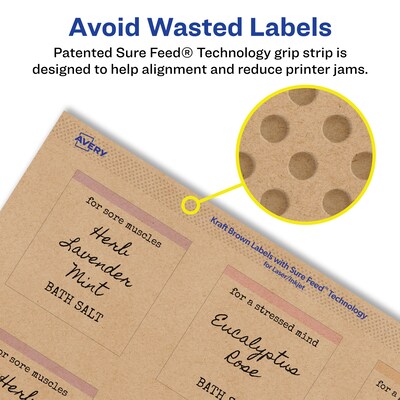 Avery Square Labels, 2" x 2", Kraft Brown, 300 Labels/Pack (94107)