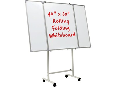 Excello Global Products Magnetic Mobile Folding Dry-Erase Whiteboard, 40" x 30" (EGP-HD-0482-RW)