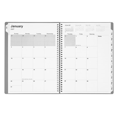 2027 Staples 8" x 11" Weekly & Monthly Appointment Book, Plastic Cover, Gray (ST63595-27)