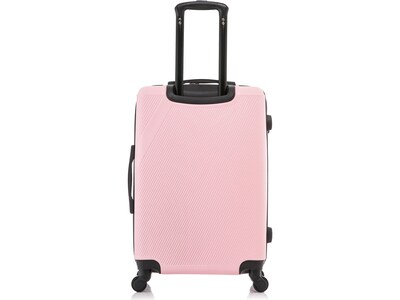 DUKAP Discovery 24" Hardside Suitcase, 4-Wheeled Spinner, TSA Checkpoint Friendly, Pink (DKDIS00M-PNK)