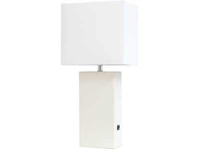 Lalia Home Lexington Table Lamp, White Faux Leather (LHT-3012-WH)