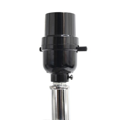 Lalia Home Lexington Leather Base 21" LED Table Lamp with USB Charging Port, Black Faux Leather (LHT-3012-BK)
