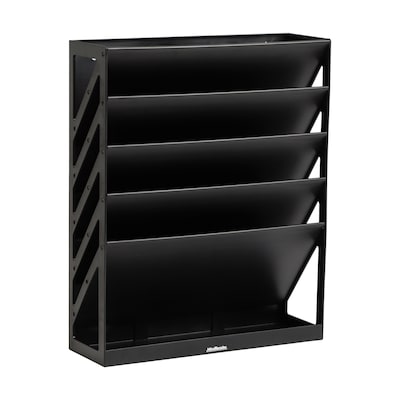 Mind Reader 5-Compartment Mountable Plastic Vertical File Storage, Black (WALLANCH-BLK)
