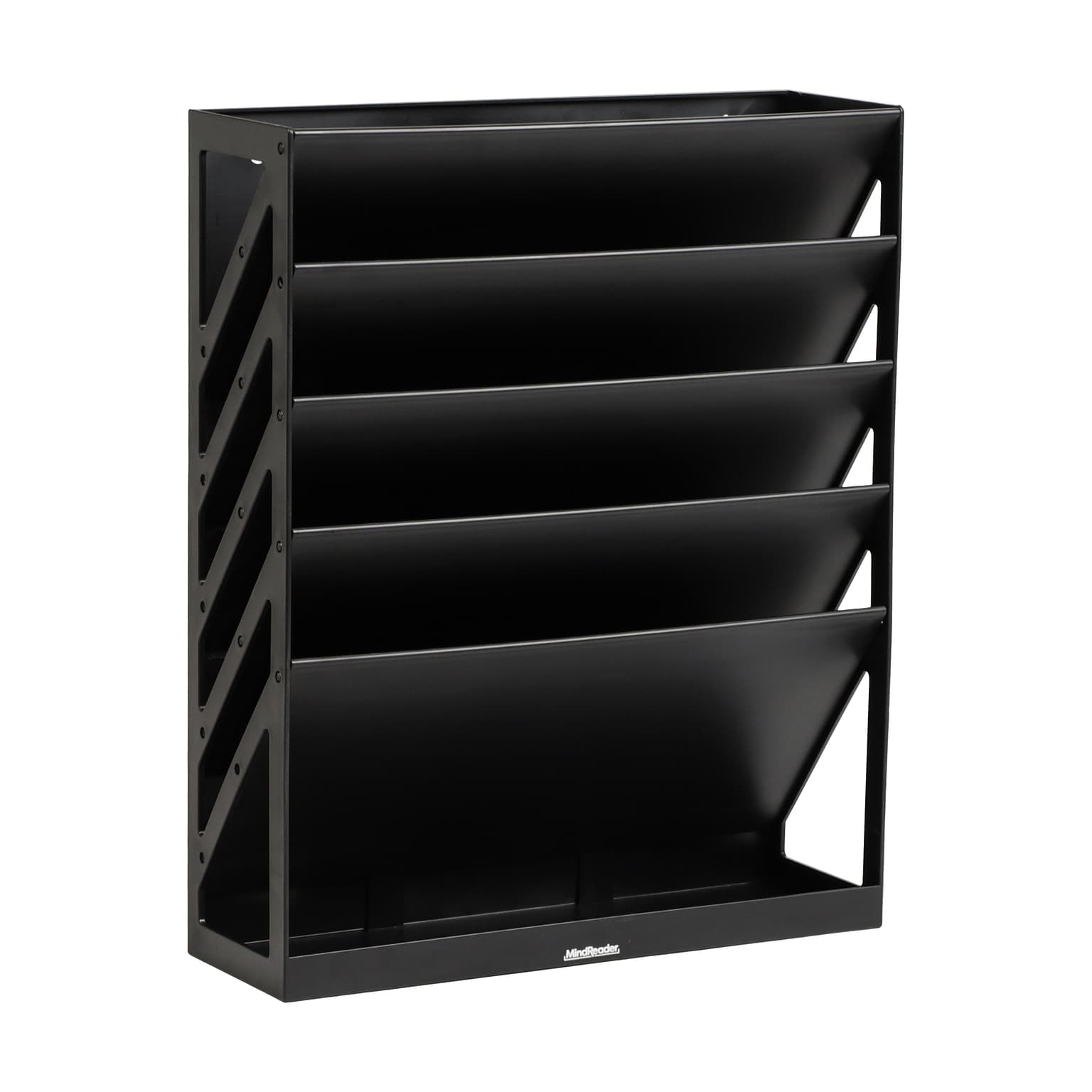 Mind Reader 5-Compartment Mountable Plastic Vertical File Storage, Black (WALLANCH-BLK)