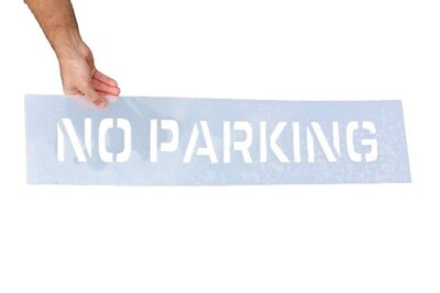 Accuform Parking Lot Stencil, NO PARKING, 4 Letters, Plastic (FMS243)