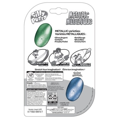 Crayola Silly Putty Metallic Eggs, Assorted Colors, 2/Pack, 4 Packs/Bundle (BIN080991-4)