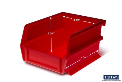 Triton Products LocBin Stackable Storage Bin, 3" x 4.12"x 5.37", Red, 24/Pack (3-210RWS)