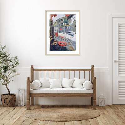 Amanti Art Brea Tobacco Shop Paris by Anne Durham Wood Framed Wall Art Print, 32 x 41 (A4267745119