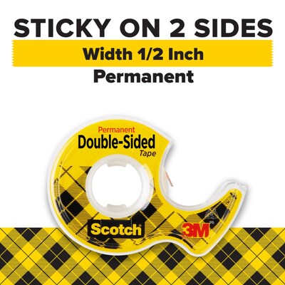 Scotch Permanent Double Sided Tape Refill, 0.5 x 6.94 yds., 1Core, Clear (136)
