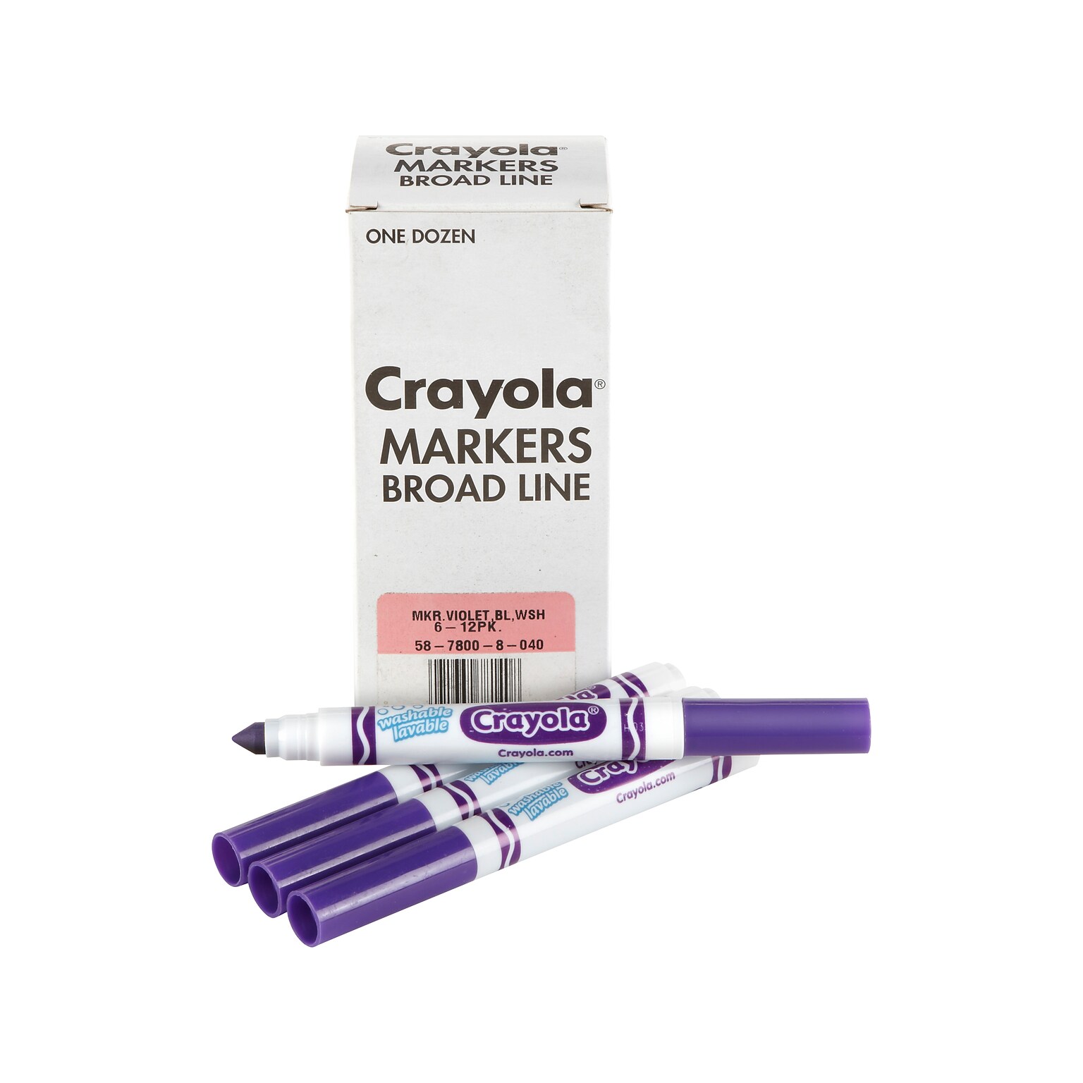 Crayola Kids Marker, Conical Tip, Purple, 12/Pack, 6 Packs/Carton (58-7800-040CT)