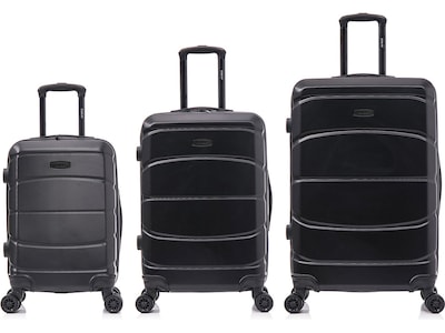 DUKAP SENSE Polycarbonate/ABS 3-Piece Luggage Set, Black (DKSENSML-BLK)