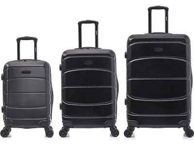 DUKAP Sense 3-Piece Hardside Spinner Luggage Set, Black (DKSENSML-BLK)