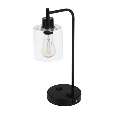 Lavish Home 16.14" LED Table Lamp with USB Ports, Black, 2/Set (72-LMPDKIND-1B-2)