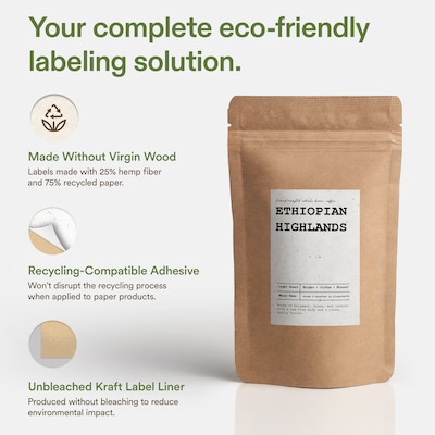 Avery Hemp Rectangle Laser/Inkjet Multipurpose Labels, 2" x 5", Off-White (32/Pack)