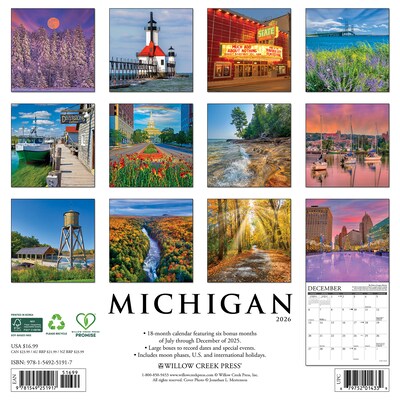 2026 Willow Creek Michigan 12 x 12 Monthly Wall Calendar (51917)