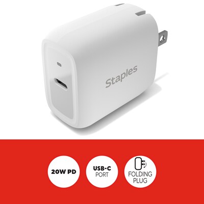 Staples TECH USB-C Wall Charger, White (NX60446)