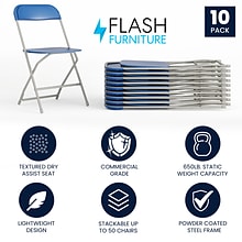 Flash Furniture HERCULES Premium Plastic Stacking & Folding Chair, Blue, 10/Pack