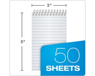 Ampad Memo Pads, 3 x 5, Narrow Ruled, 50 Sheets, Assorted Colors, Each (25-093)