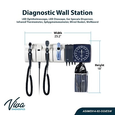 Viva Comfort Integrated Diagnostic Wall System w/Ophthalmoscope, Otoscope, Thermometer, Sphygmomanometer, Specula Dispenser