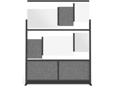 Luxor Workflow Series 4-Panel Freestanding Modular Room Divider System Starter Wall with Whiteboard, 48"H x 53"W, Black/Gray
