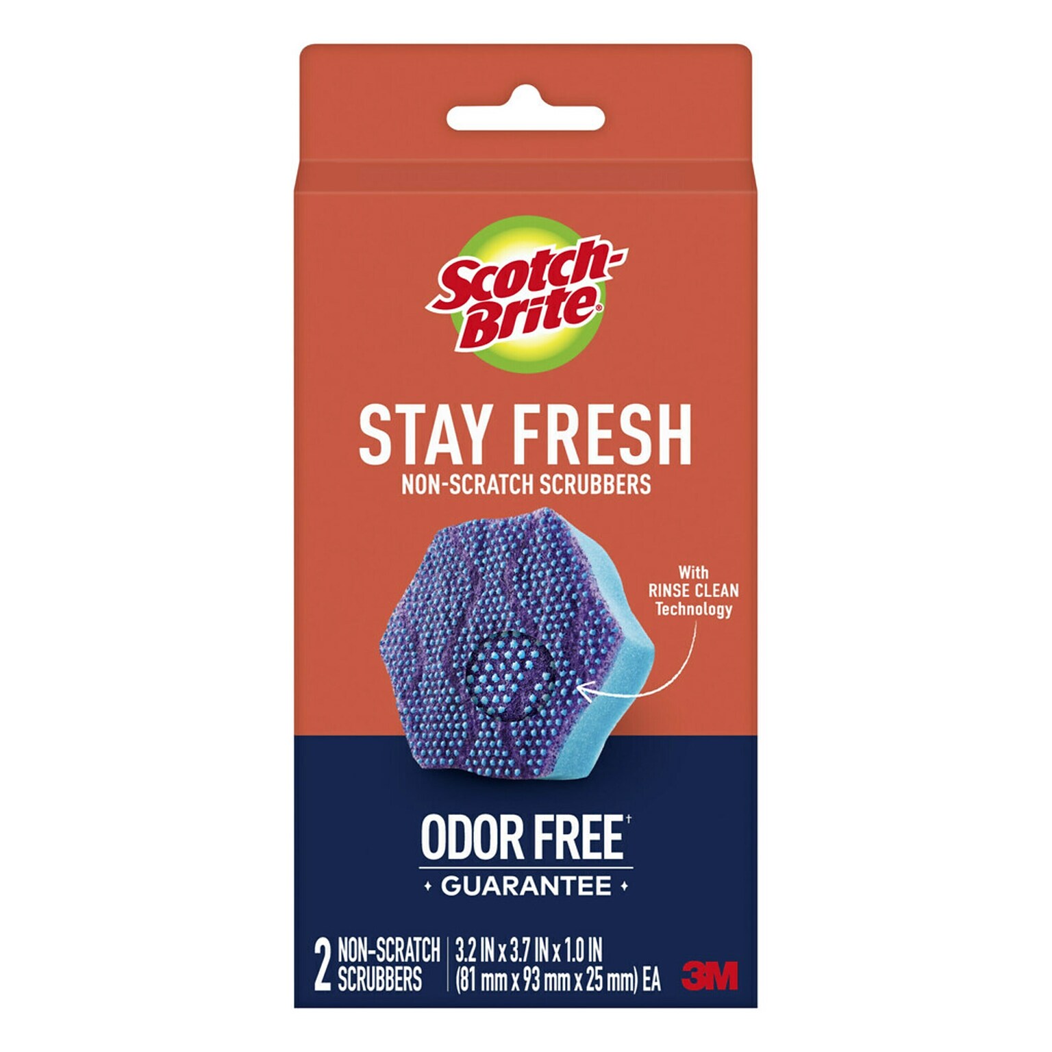 Scotch-Brite® Scrub Dots Advanced Non-Scratch Sponge Scrubbers, Blue, 2/Pack (SDA-2)