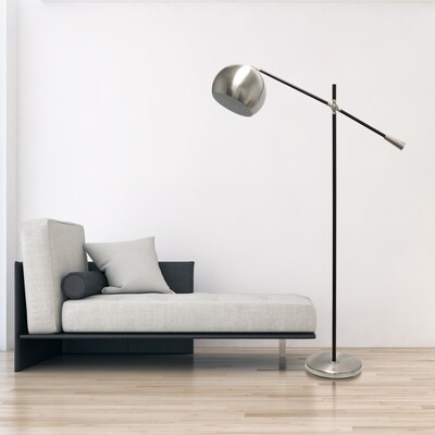 Lalia Home Black Matte Swivel Floor Lamp with Inner White Dome Shade (LHF-5015-BN)
