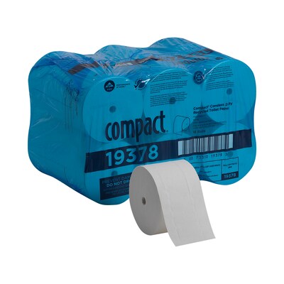 Compact Recycled Coreless Toilet Paper, 2-Ply, White, 1500 Sheets/Roll, 18 Rolls/Carton (19378)