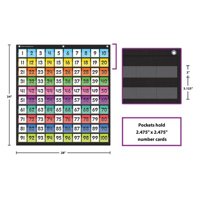 Teacher Created Resources Colorful Hundreds Pocket Chart, 28" x 34" (TCR20109)